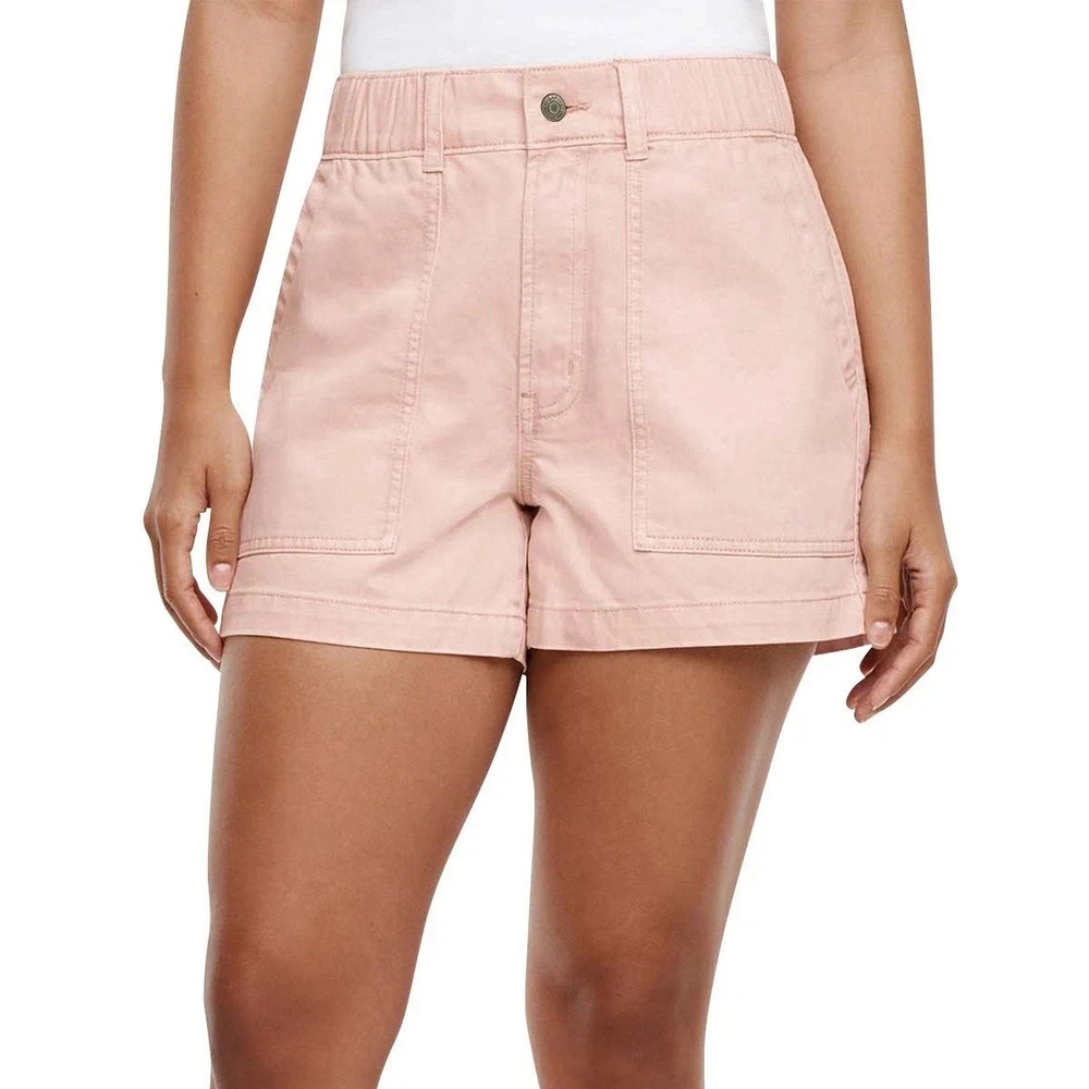 Gap Women's Patch Pockets Elastic Waist Twill Shorts, Pink, Size Medium, New